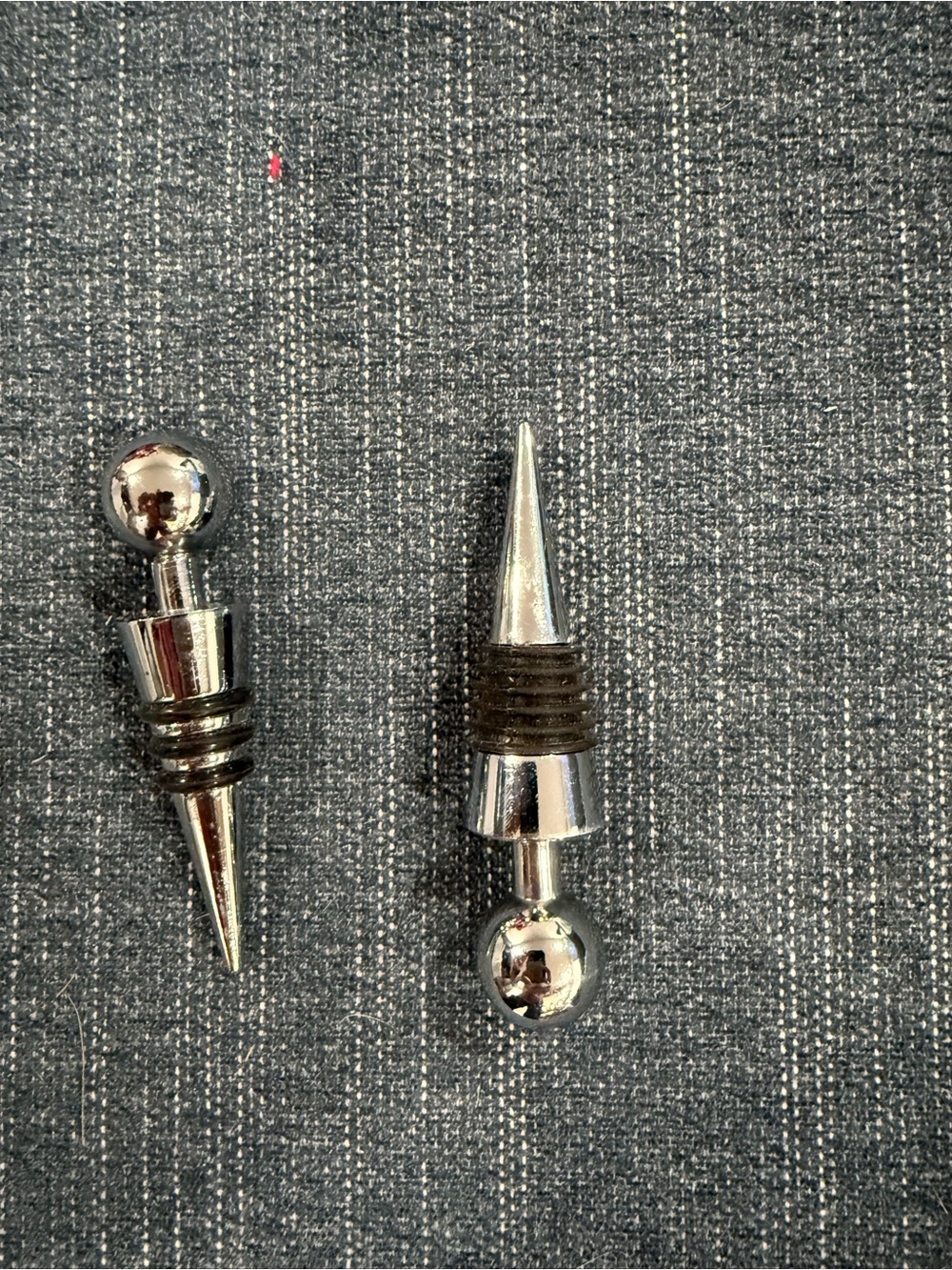 Stainless Silver Spike Wine Bottle Stoppers - Set of 2